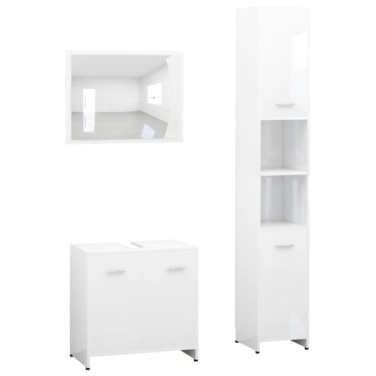 3 Piece Bathroom Furniture Set Engineered Wood