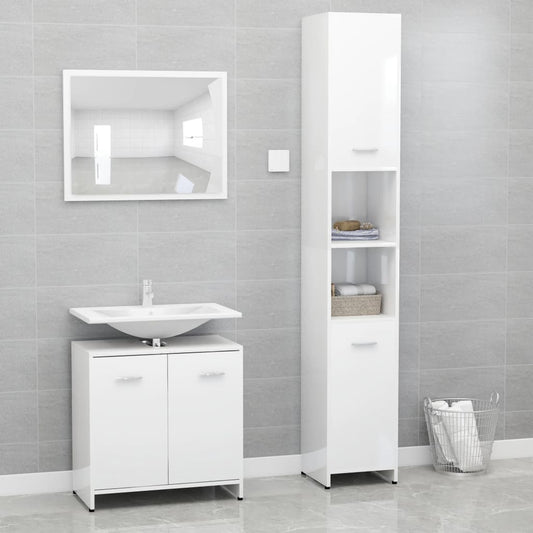 3 Piece Bathroom Furniture Set Engineered Wood
