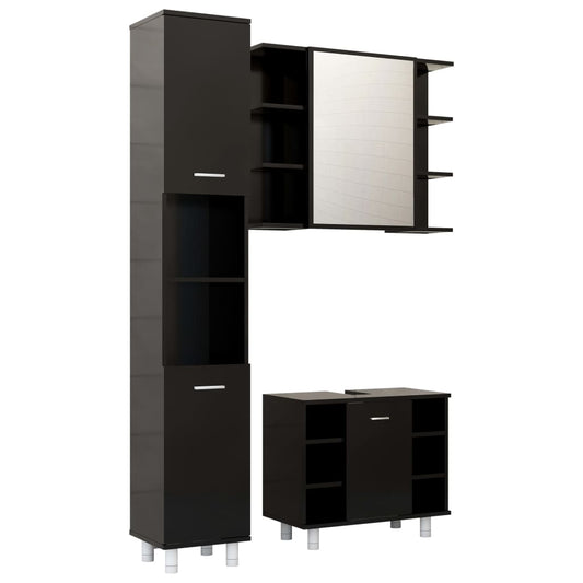 3 Piece Bathroom Furniture Set Engineered Wood
