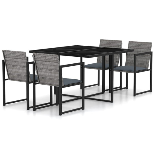 5 Piece Outdoor Dining Set With Cushions Poly Rattan