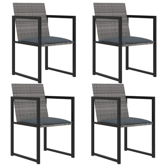 5 Piece Outdoor Dining Set With Cushions Poly Rattan