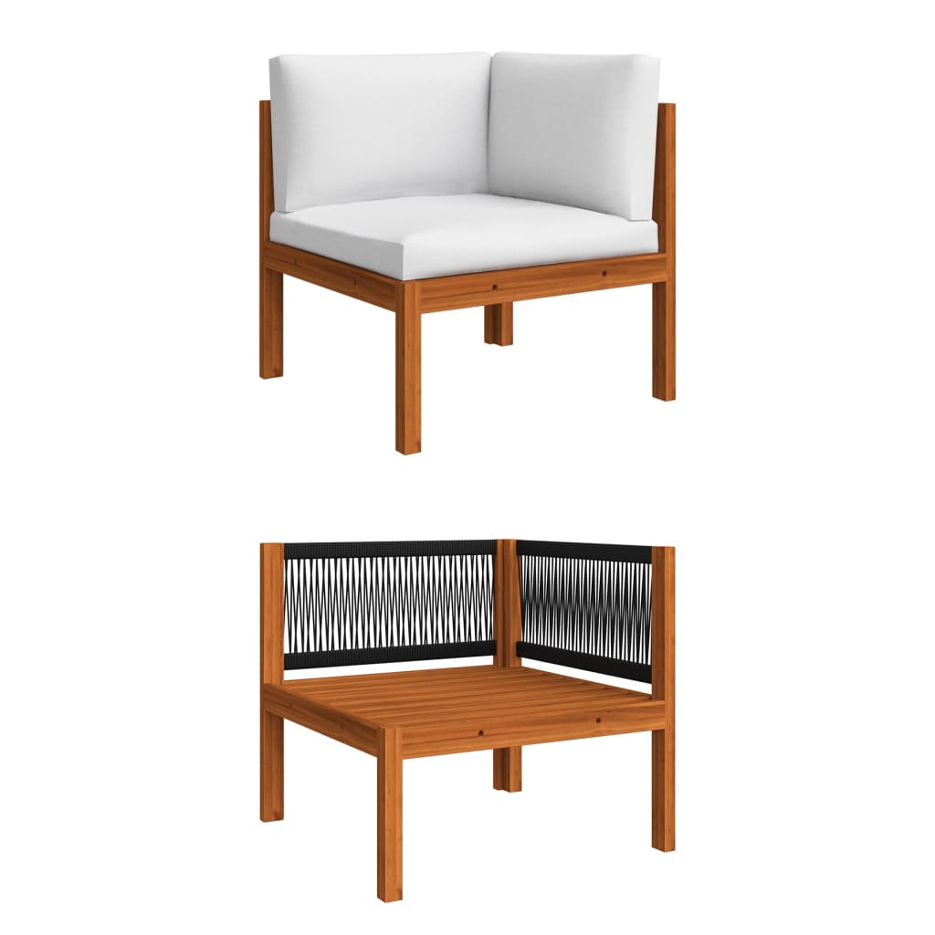 10 Piece Garden Lounge Set With Cushions Cream Solid Acacia Wood
