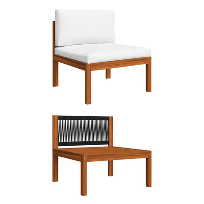 10 Piece Garden Lounge Set With Cushions Cream Solid Acacia Wood