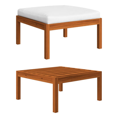 10 Piece Garden Lounge Set With Cushions Cream Solid Acacia Wood