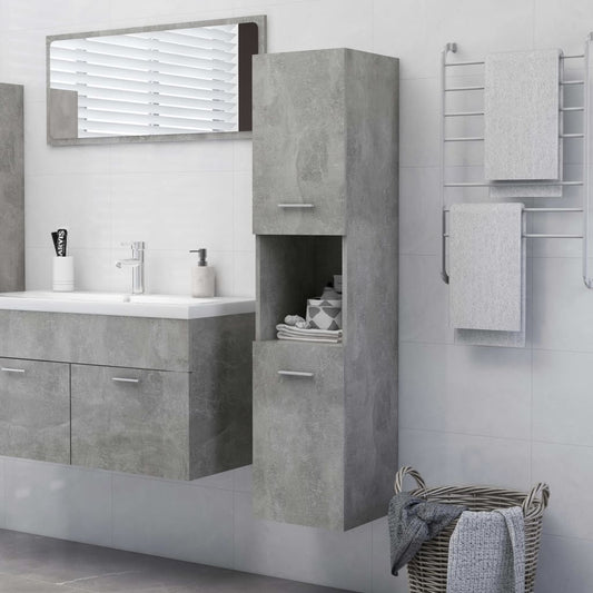 Bathroom Cabinet Concrete Grey 30X30X130 Cm Engineered Wood