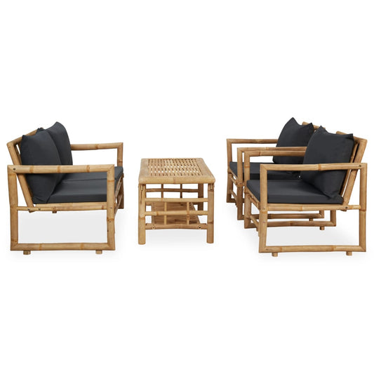 4 Piece Garden Lounge Set With Cushions Bamboo