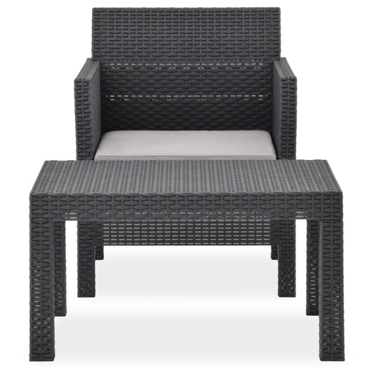 2 Piece Garden Lounge Set With Cushion Rattan Anthracite