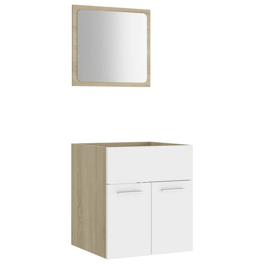 2 Piece Bathroom Furniture Set Engineered Wood
