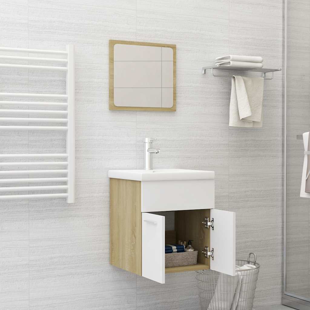 2 Piece Bathroom Furniture Set Engineered Wood