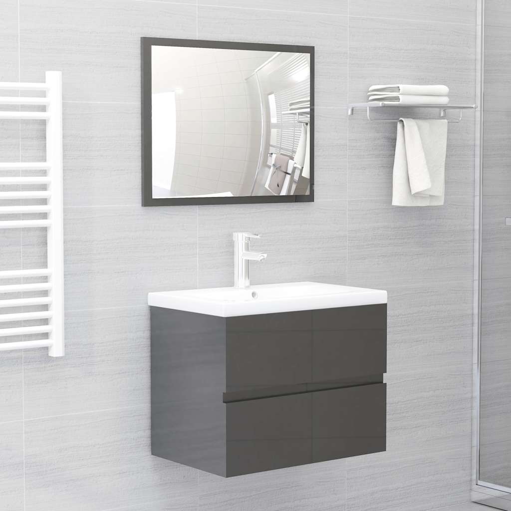 2 Piece Bathroom Furniture Set Engineered Wood