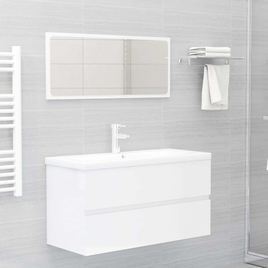 2 Piece Bathroom Furniture Set Engineered Wood