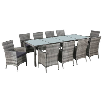 11 Piece Outdoor Dining Set With Cushions Poly Rattan Grey