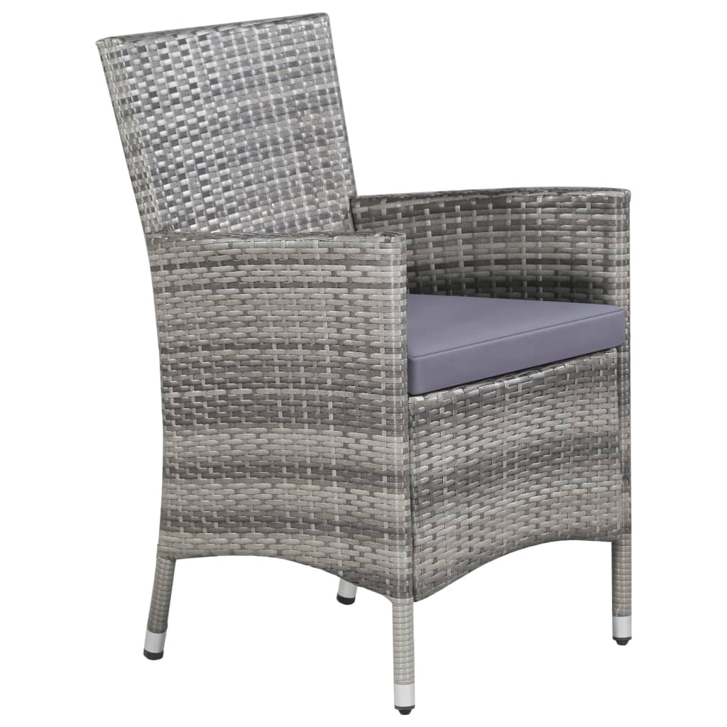 11 Piece Outdoor Dining Set With Cushions Poly Rattan Grey