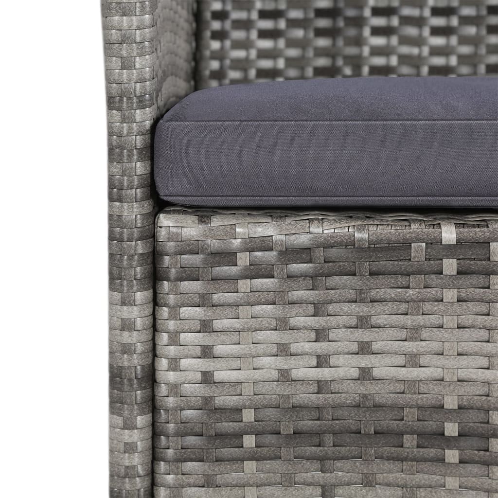 11 Piece Outdoor Dining Set With Cushions Poly Rattan Grey