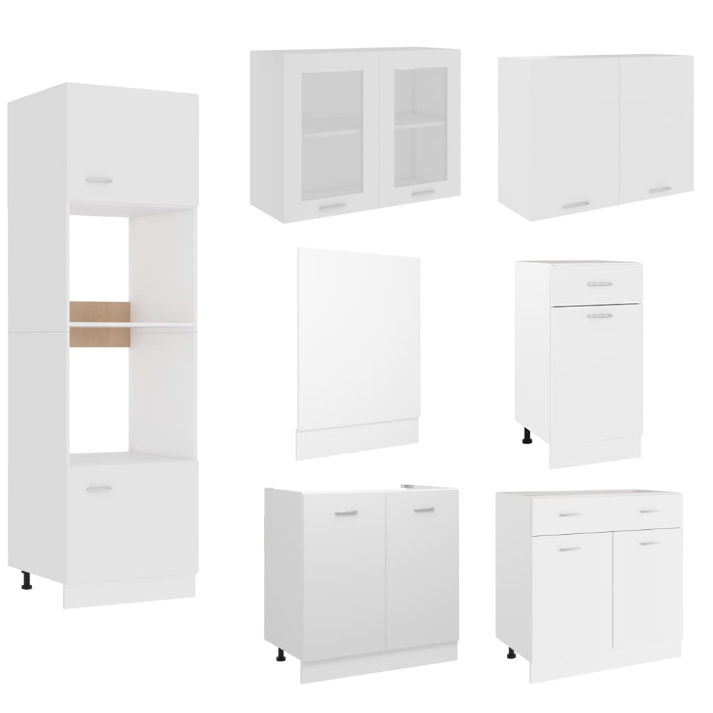 7 Piece Kitchen Cabinet Set Engineered Wood