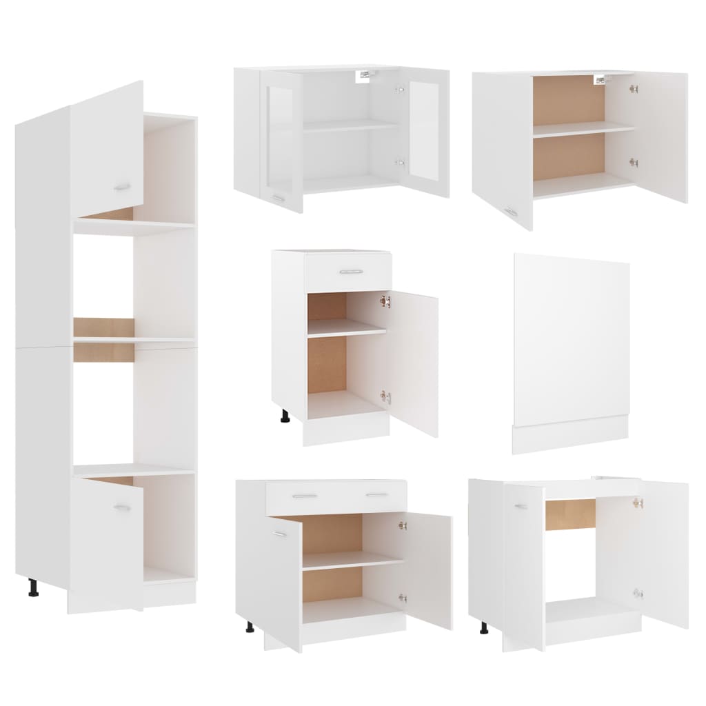 7 Piece Kitchen Cabinet Set Engineered Wood