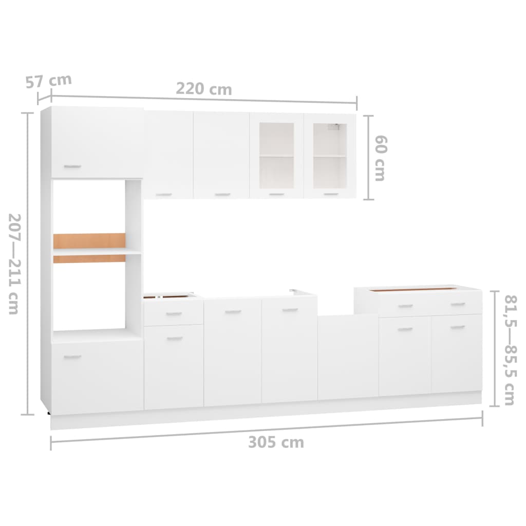 7 Piece Kitchen Cabinet Set Engineered Wood