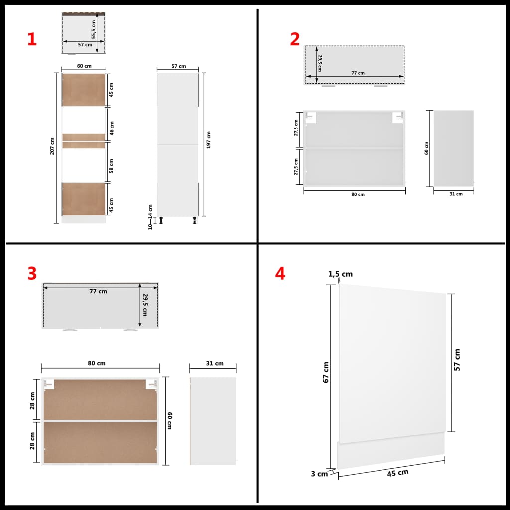 7 Piece Kitchen Cabinet Set Engineered Wood