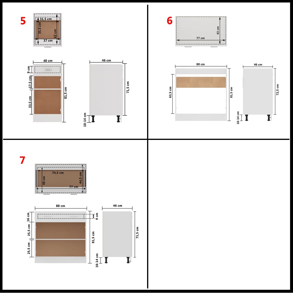 7 Piece Kitchen Cabinet Set Engineered Wood