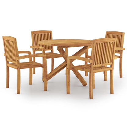 5 Piece Garden Dining Set Solid Wood Teak