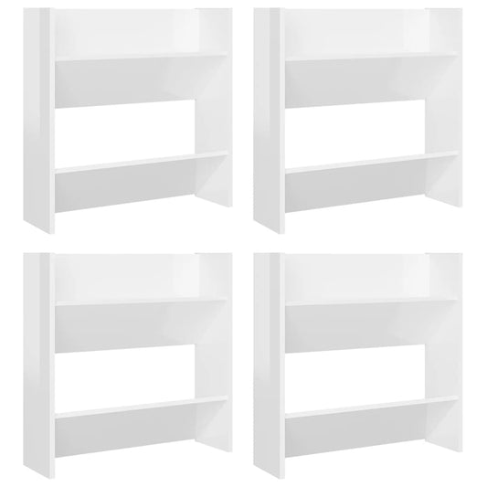 Wall Shoe Cabinets 4 Pcs 60X18X Engineered Wood High Gloss White