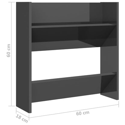 Wall Shoe Cabinets 4 Pcs 60X18X Engineered Wood High Gloss Grey