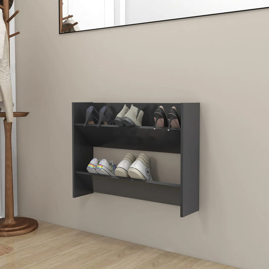 Wall Shoe Cabinet 80X18X Engineered Wood Grey