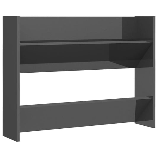 Wall Shoe Cabinet 80X18X Engineered Wood High Gloss Grey