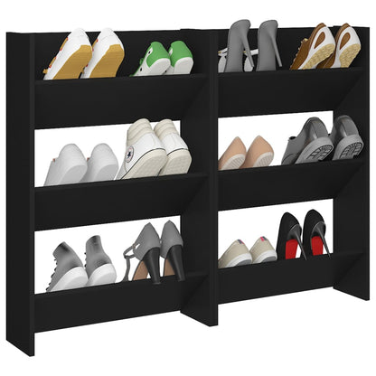 Wall Shoe Cabinets 2 Pcs 60X18X Engineered Wood Black