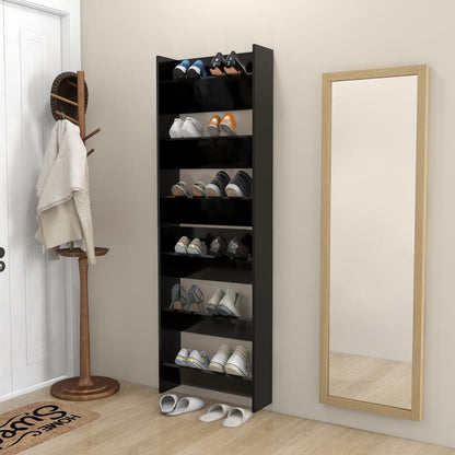 Wall Shoe Cabinets 2 Pcs 60X18X Engineered Wood Black