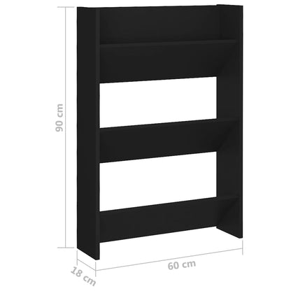 Wall Shoe Cabinets 2 Pcs 60X18X Engineered Wood Black