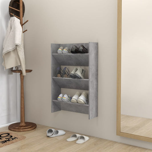 Wall Shoe Cabinet 60X18X Engineered Wood Concrete Grey