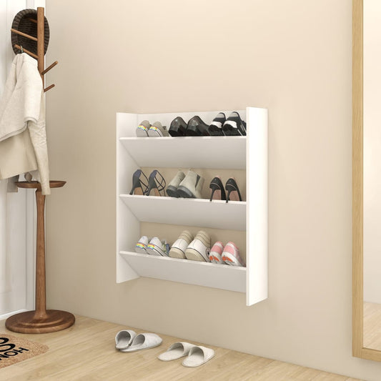 Wall Shoe Cabinet 80X18X Engineered Wood White