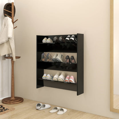 Wall Shoe Cabinets 2 Pcs 60X18X Engineered Wood Black