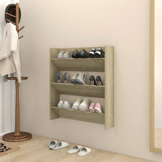 Wall Shoe Cabinet 80X18X Engineered Wood Sonoma Oak