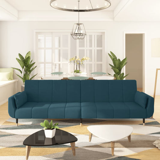 2-Seater Sofa Bed With Two Pillows Velvet