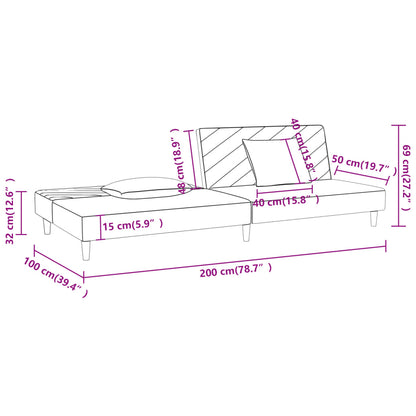 2-Seater Sofa Bed With Two Pillows Fabric