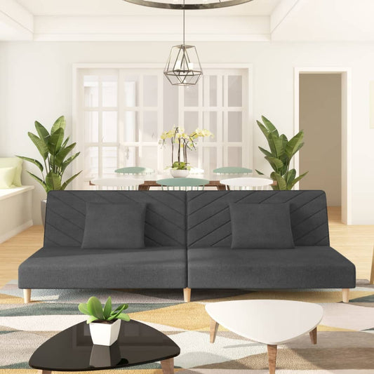 2-Seater Sofa Bed With Two Pillows Fabric