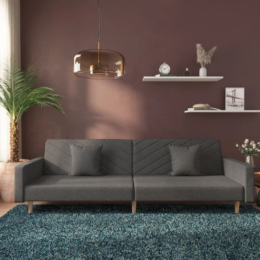 2-Seater Sofa Bed With Two Pillows Fabric