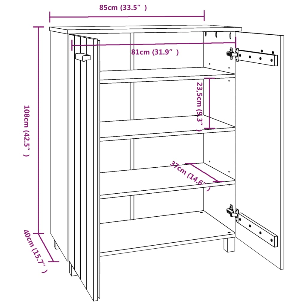 Shoe Cabinet &quot;Hamar&quot; 85X40X108 Cm Solid Wood Pine