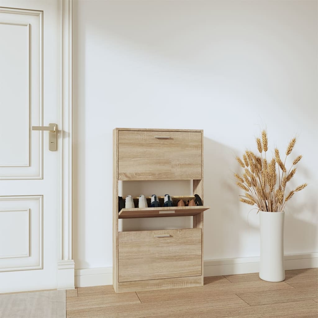 Wooden Shoe Cabinet With 5 Compartments