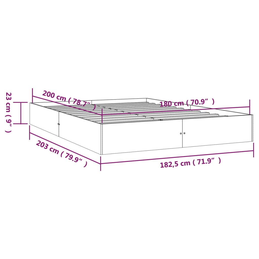 Bed Frame Without Mattress Solid Wood 183X203 Cm King