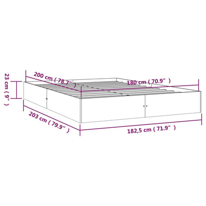 Bed Frame Without Mattress Solid Wood 183X203 Cm King