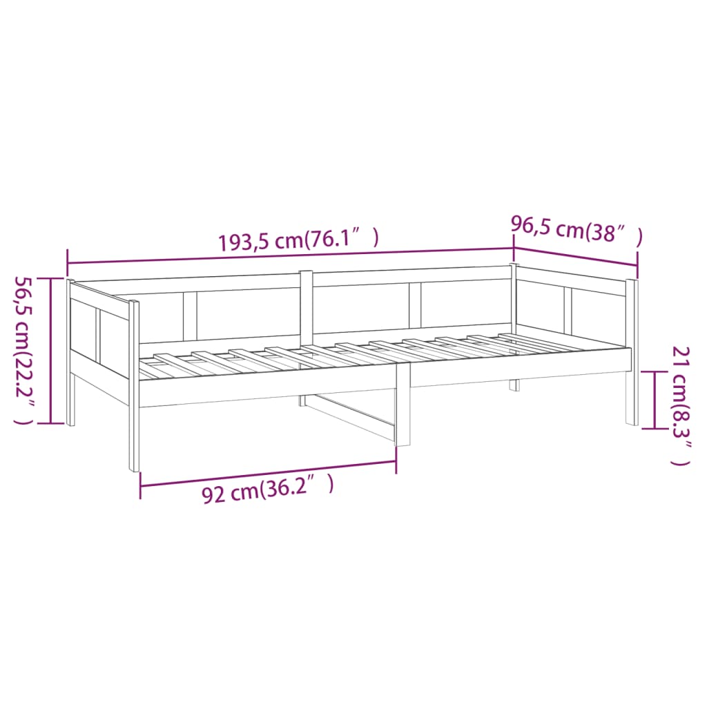 Day Bed Without Mattress Solid Wood Pine