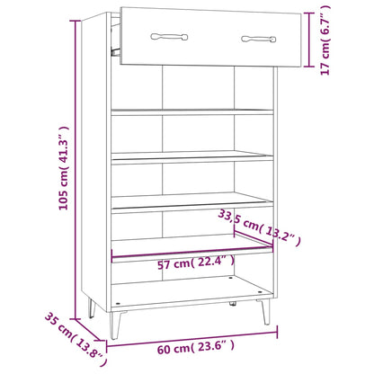 Shoe Cabinet 60X35X105 Cm Engineered Wood