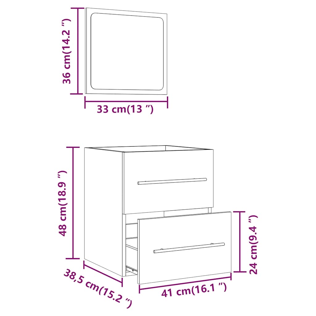 Bathroom Cabinet With Mirror 41X38.5X48 Cm
