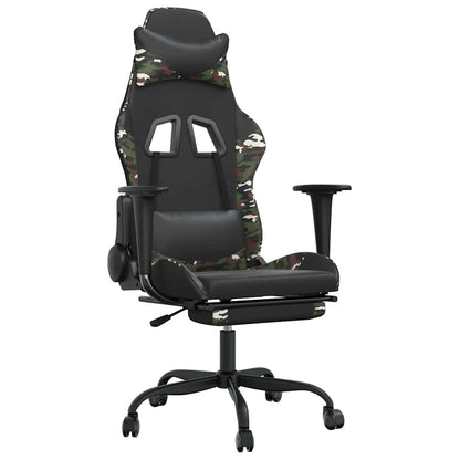 Massage Gaming Chair Black&Camouflage Faux Leather