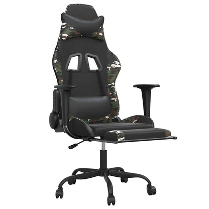 Massage Gaming Chair Black&Camouflage Faux Leather