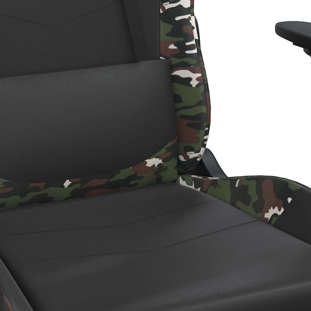 Massage Gaming Chair Black&Camouflage Faux Leather