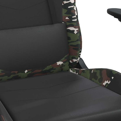 Massage Gaming Chair Black&Camouflage Faux Leather
